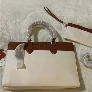 Women's Cream and Brown Laptop Set